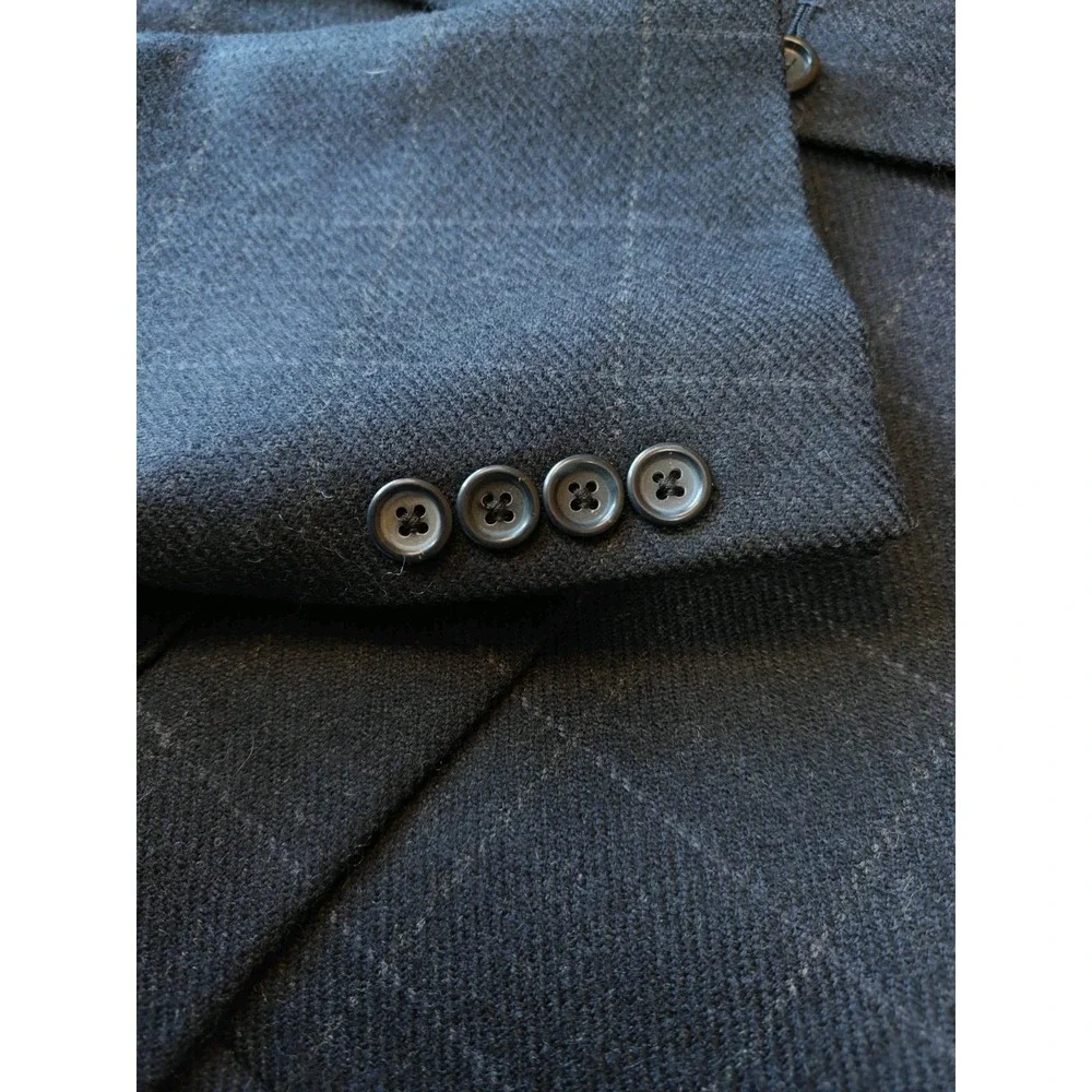 Jos A Bank Mens 41R Navy Windowpane Wool Sports Coat 3 Button Blazer Regular